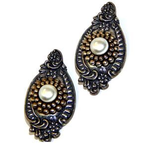 Elegant Southwest Faux Pearl Center Homemade Earrings